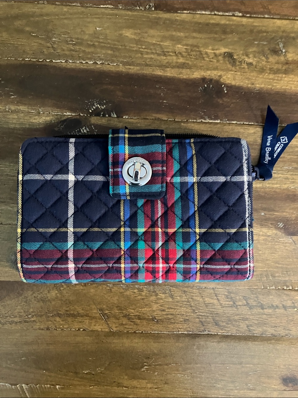 Vera Bradley Turn Lock Tartan Plaid Zip Wallet